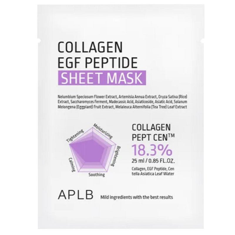 Buy APLB Collagen EGF Peptide Sheet Mask 25ml at Lila Beauty - Korean and Japanese Beauty Skincare and Makeup Cosmetics