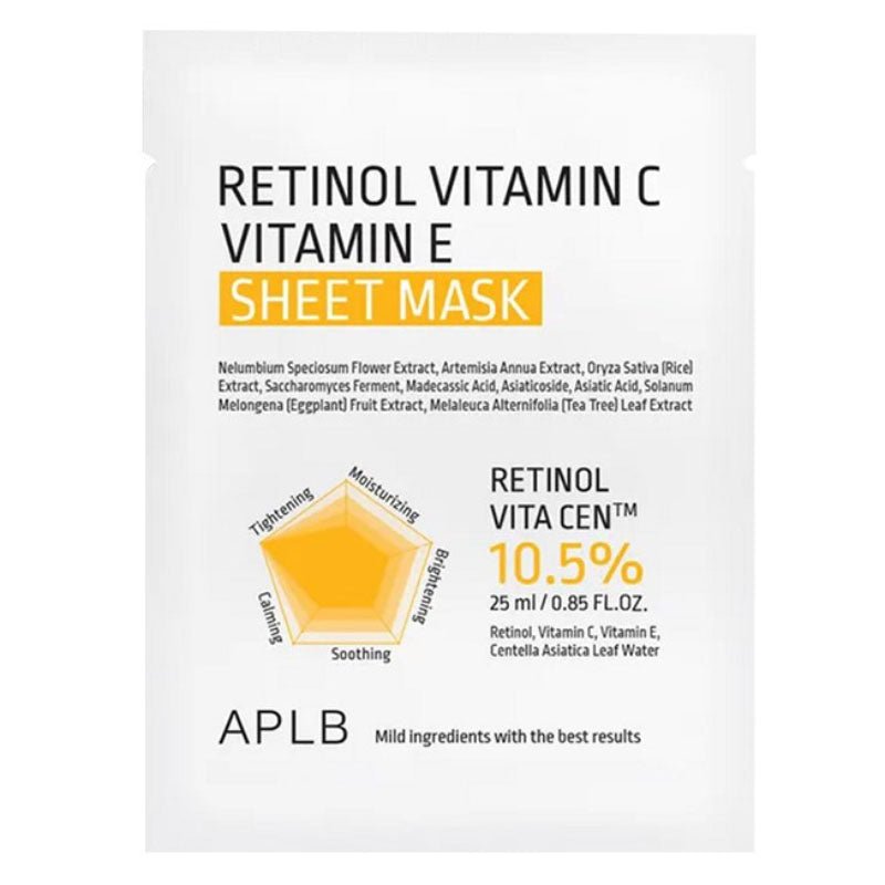 Buy APLB Retinol Vitamin C Vitamin E Sheet Mask 25ml at Lila Beauty - Korean and Japanese Beauty Skincare and Makeup Cosmetics