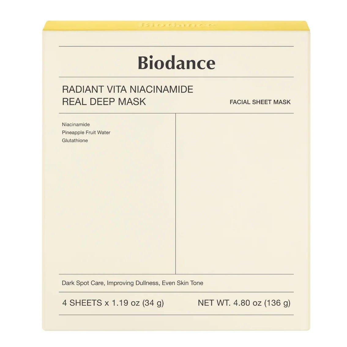 Buy Biodance 🎁 Radiant Vita Niacinamide Real Deep Mask 34g (100% off) at Lila Beauty - Korean and Japanese Beauty Skincare and Makeup Cosmetics