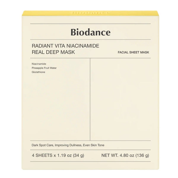 パック・フェイスマスク Biodance Radiant Vita Niacinamide Real ラディアント ヴィタ ナイアシンアミド リアル ディープマスク 34gを