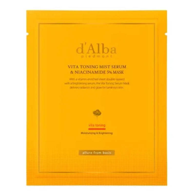 Buy d'Alba Vita Toning Mist Serum & Niacinamide 5% Mask 28g at Lila Beauty - Korean and Japanese Beauty Skincare and Makeup Cosmetics