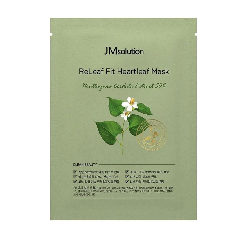 Buy JMsolution Releaf Fit Heartleaf Mask (1 Sheet) (Short Expiry 26/12/2026) at Lila Beauty - Korean and Japanese Beauty Skincare and Makeup Cosmetics