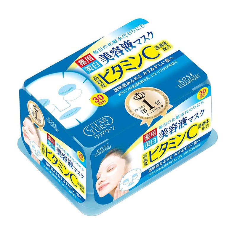 Buy Kose Cosmeport Clear Turn Essence Mask Vitamin C (30 Masks) at Lila Beauty - Korean and Japanese Beauty Skincare and Makeup Cosmetics