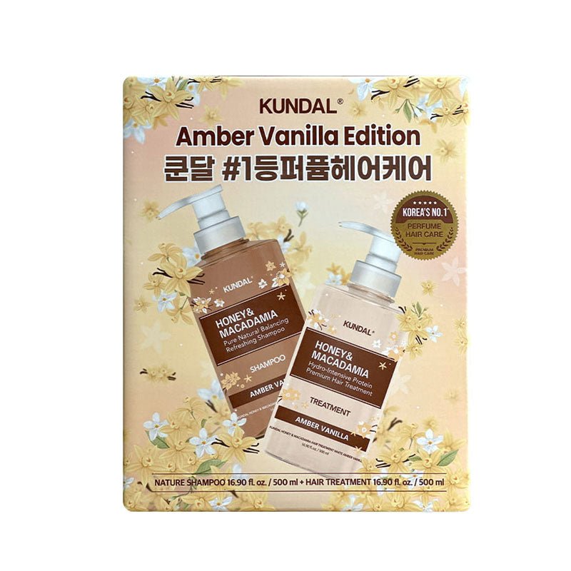 Buy Kundal Amber Vanilla Edition - Honey & Macadamia Shampoo + Treatment Set 500ml at Lila Beauty - Korean and Japanese Beauty Skincare and Makeup Cosmetics