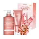 Buy Kundal Silky Glow Edition - Protein Bonding Shampoo 500ml + Treatment 250ml + Scrunchie (Ylang Ylang) at Lila Beauty - Korean and Japanese Beauty Skincare and Makeup Cosmetics