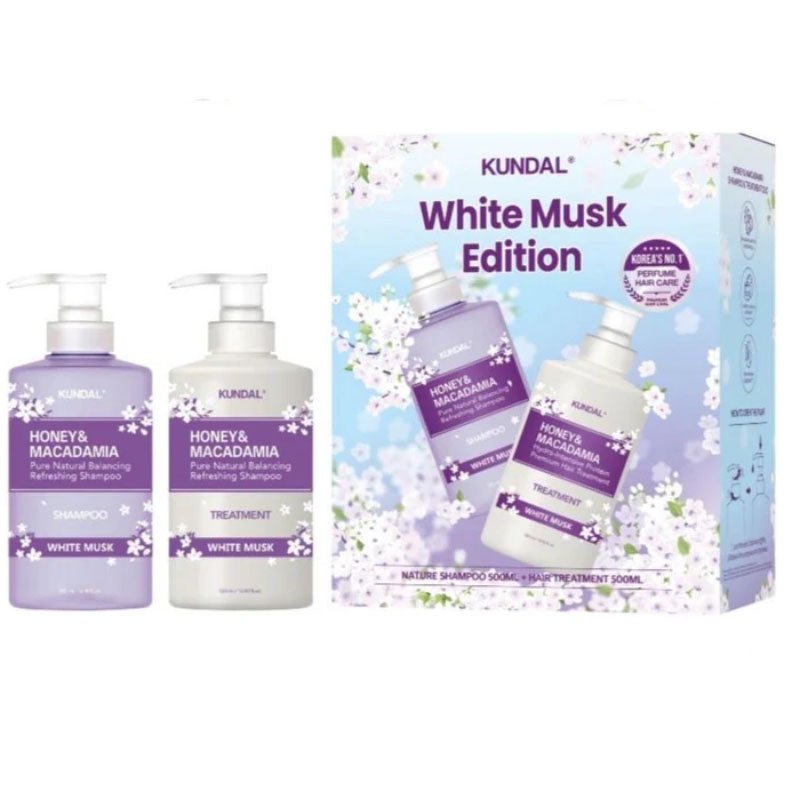 Buy Kundal White Musk Edition - Honey & Macadamia Shampoo + Treatment Set 500ml at Lila Beauty - Korean and Japanese Beauty Skincare and Makeup Cosmetics