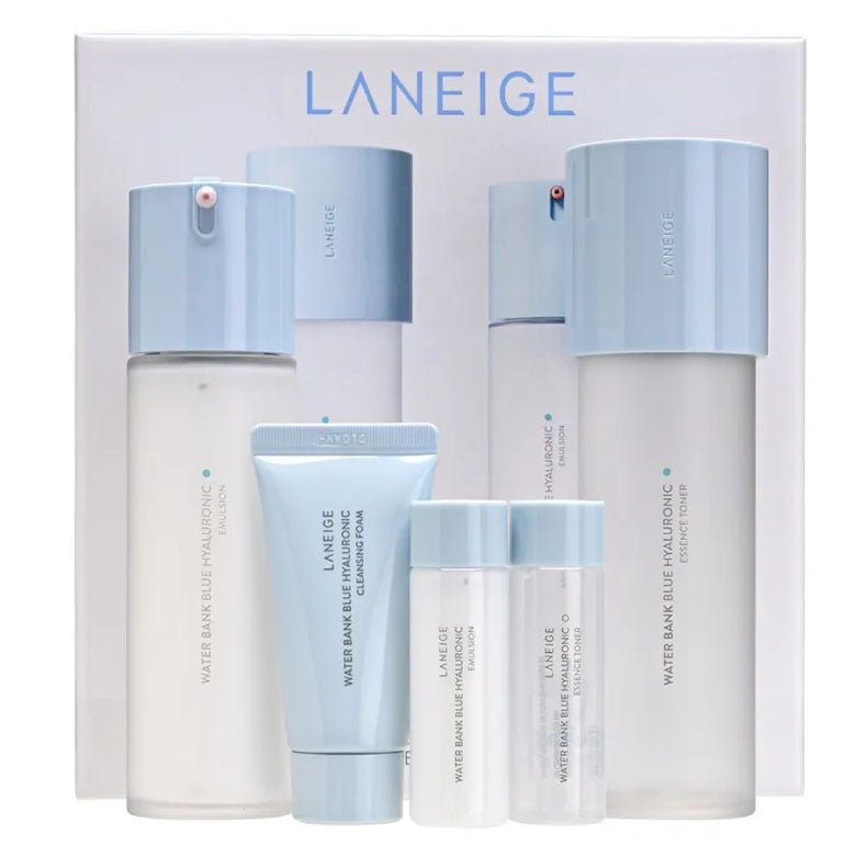 Buy Laneige Water Bank Blue Hyaluronic 2 Step Essential Set for Combination to Oily Skin (5 pcs) at Lila Beauty - Korean and Japanese Beauty Skincare and Makeup Cosmetics