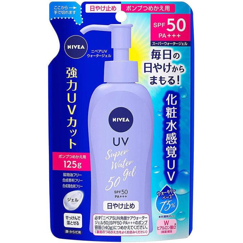 Buy Nivea Japan UV Super Water Gel 50 Refill 125g at Lila Beauty - Korean and Japanese Beauty Skincare and Makeup Cosmetics