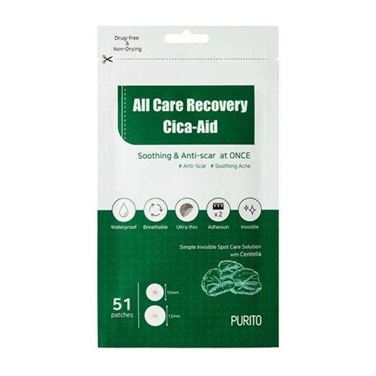 Buy Purito All Care Recovery Cica Aid (51 Patches) at Lila Beauty - Korean and Japanese Beauty Skincare and Makeup Cosmetics