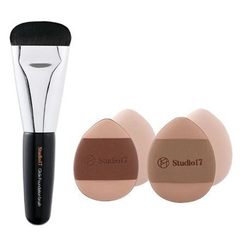 Buy Studio 17 Skin Fit Base Makeup Kit (Puff 4pc + Foundation Brush 1pc) at Lila Beauty - Korean and Japanese Beauty Skincare and Makeup Cosmetics