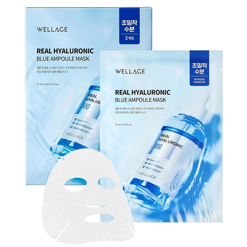 Buy Wellage Real Hyaluronic Blue Ampoule Mask 27ml at Lila Beauty - Korean and Japanese Beauty Skincare and Makeup Cosmetics