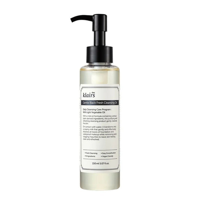 Buy Klairs Gentle Black Fresh Cleansing Oil 150ml at Lila Beauty - Korean and Japanese Beauty Skincare and Makeup Cosmetics