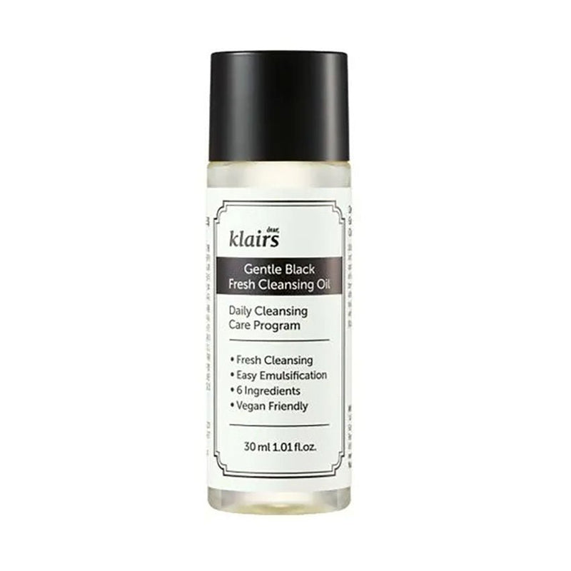 Buy Klairs Gentle Black Fresh Cleansing Oil Mini 30ml at Lila Beauty - Korean and Japanese Beauty Skincare and Makeup Cosmetics