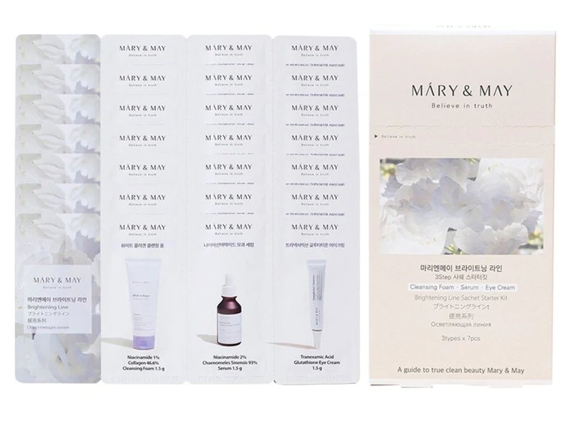Buy Mary & May Brightening Line 3 Step Sachet Starter Kit (7pcs) at Lila Beauty - Korean and Japanese Beauty Skincare and Makeup Cosmetics