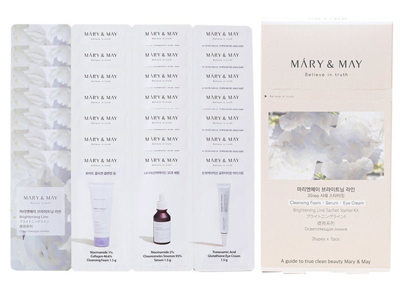 Buy Mary & May Brightening Line 3 Step Sachet Starter Kit (7pcs) at Lila Beauty - Korean and Japanese Beauty Skincare and Makeup Cosmetics