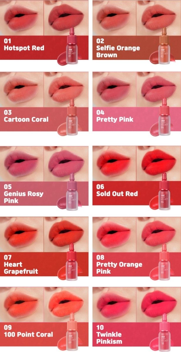 Buy Peripera Ink Airy Velvet Lip Tint 4g New (10 Colours) in Australia at Lila Beauty - Korean and Japanese Beauty Skincare and Cosmetics Store