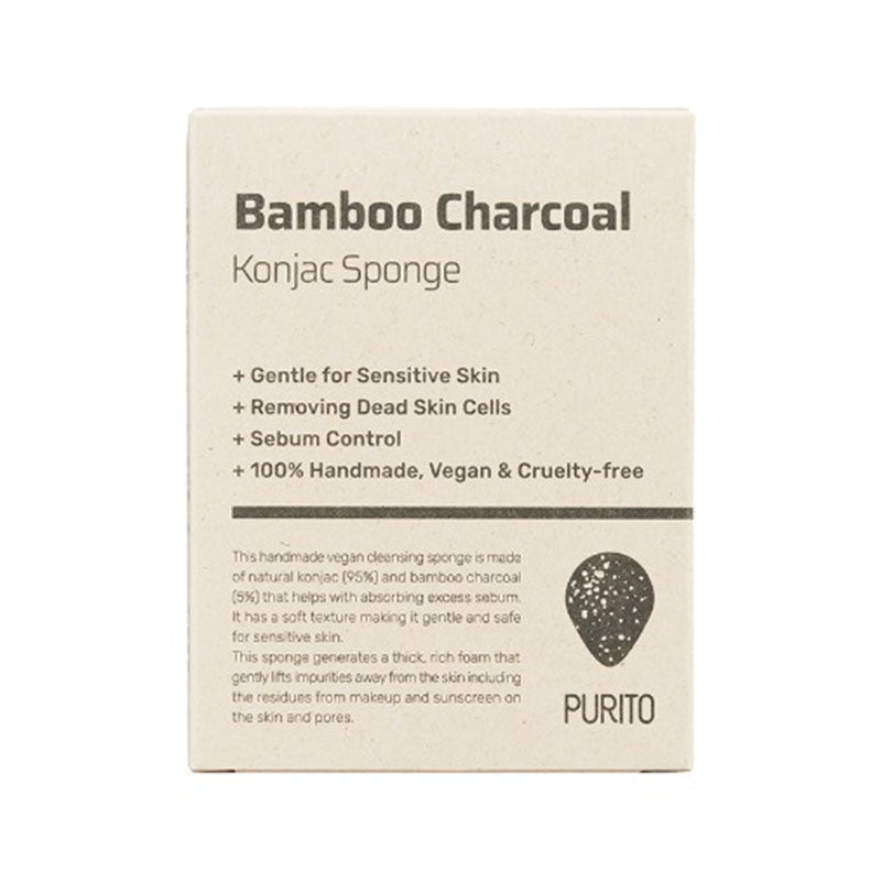Buy Purito Bamboo Charcoal Konjac Sponge 1 Pc at Lila Beauty - Korean and Japanese Beauty Skincare and Makeup Cosmetics
