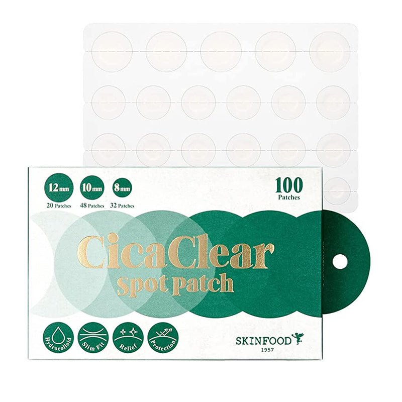 Buy Skinfood Cica Clear Spot Patch Set (12mmx20ea/10mmx48ea/8mmx32ea) at Lila Beauty - Korean and Japanese Beauty Skincare and Makeup Cosmetics