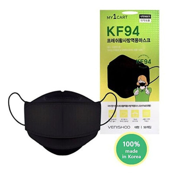 Buy Venishoo My1Cart KF94 Mask Fresh Black 1 piece at Lila Beauty - Korean and Japanese Beauty Skincare and Makeup Cosmetics